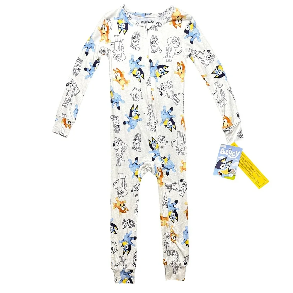 Bluey Toddler Unisex‎ 4T One Piece Pajamas Zip Front Viscose Bingo Snug Fit NWT